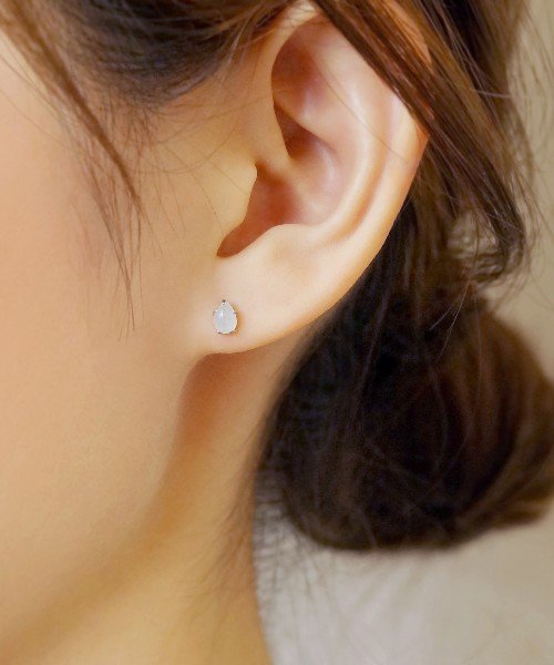 [セカンドピアス] K18　ミルキーアクアマリン　ドロップピアス 