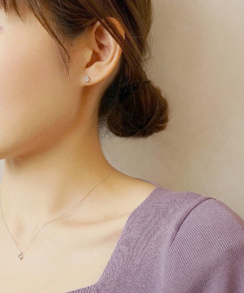 [セカンドピアス] K18　ミルキーアクアマリン　ドロップピアス 