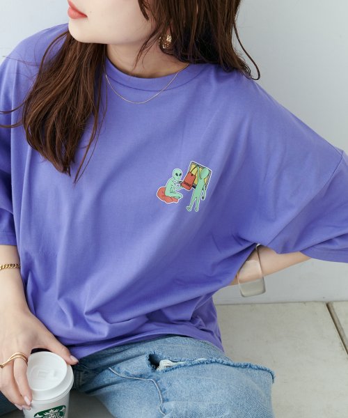 NICE CLAUP OUTLET(ナイスクラップ　アウトレット)/地球旅行プリントBIGTシャツ/img11