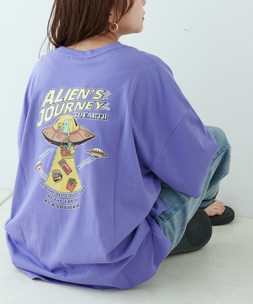 NICE CLAUP OUTLET(ナイスクラップ　アウトレット)/地球旅行プリントBIGTシャツ/img13