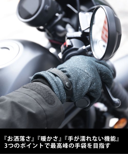 sankyoshokai(サンキョウショウカイ)/ダウンファブリックオイルレザーメンズ手袋本革/img02
