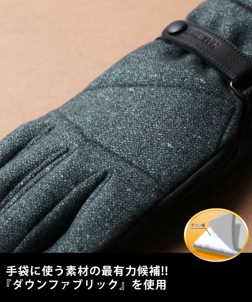 sankyoshokai(サンキョウショウカイ)/ダウンファブリックオイルレザーメンズ手袋本革/img10