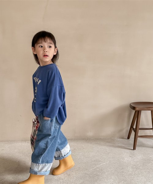 aimoha(aimoha（アイモハ）)/【aimoha－KIDS－】韓国子供服　古着風配色切り替えデニムパンツ/img10