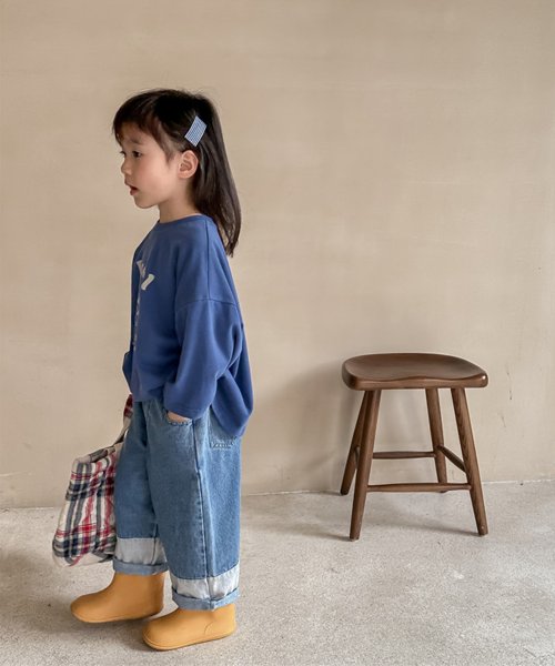 aimoha(aimoha（アイモハ）)/【aimoha－KIDS－】韓国子供服　古着風配色切り替えデニムパンツ/img11