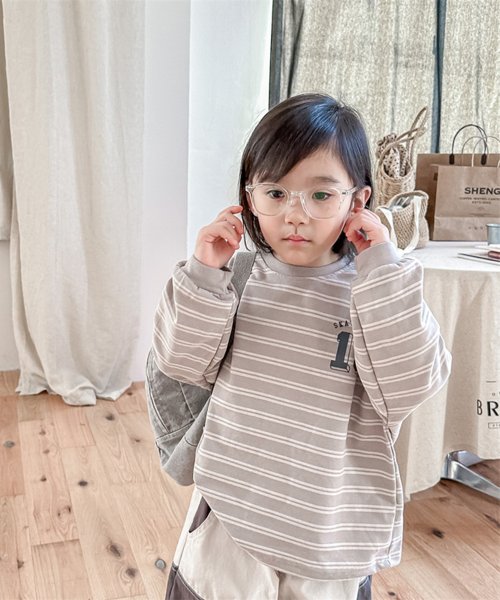 aimoha(aimoha（アイモハ）)/【aimoha－KIDS－】韓国子供服　アメカジ風刺繍入りボーダービッグシルエットロンTEE/img16