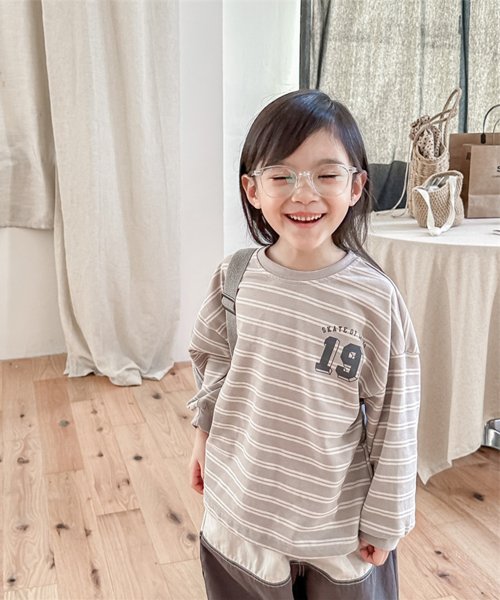 aimoha(aimoha（アイモハ）)/【aimoha－KIDS－】韓国子供服　アメカジ風刺繍入りボーダービッグシルエットロンTEE/img18