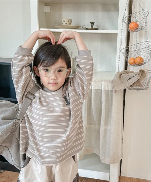 aimoha(aimoha（アイモハ）)/【aimoha－KIDS－】韓国子供服　アメカジ風刺繍入りボーダービッグシルエットロンTEE/img21