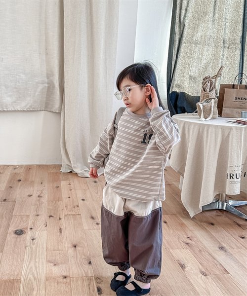 aimoha(aimoha（アイモハ）)/【aimoha－KIDS－】韓国子供服　アメカジ風刺繍入りボーダービッグシルエットロンTEE/img23