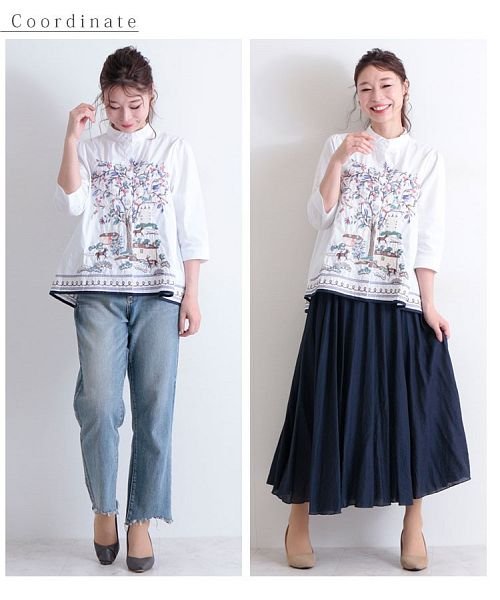 Sawa a la mode(サワアラモード)/ノスタルジック刺繍のAラインコットンシャツ/img08