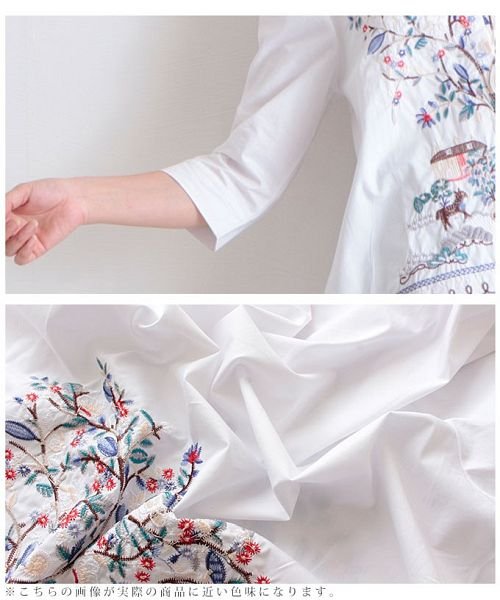 Sawa a la mode(サワアラモード)/ノスタルジック刺繍のAラインコットンシャツ/img09