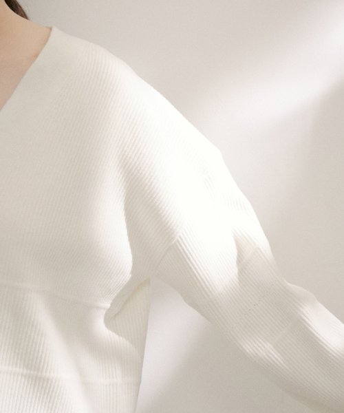 Vネックリブカーディガン－CreamyCotton /クリーミーコットン－ Creamy ■モデル身長 着用サイズ Cotton クリーミーコットン