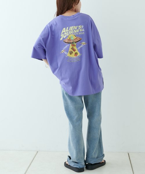 NICE CLAUP OUTLET(ナイスクラップ　アウトレット)/地球旅行プリントBIGTシャツ/img08