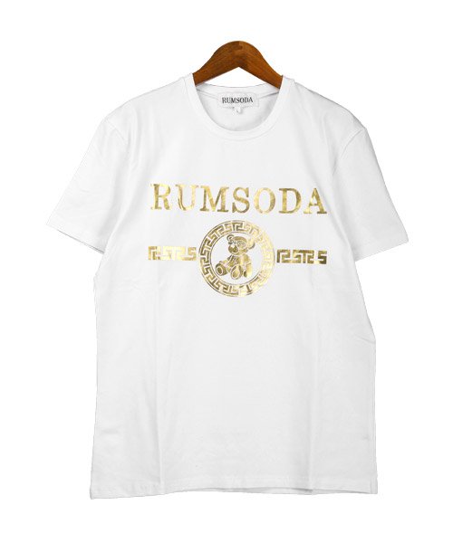 LUXSTYLE(ラグスタイル)/RUMSODA(ラムソーダ)箔プリントクルーネック半袖Tシャツ/Tシャツ メンズ 半袖 ロゴ プリント クマ テディベア 箔プリント 金 銀/img05