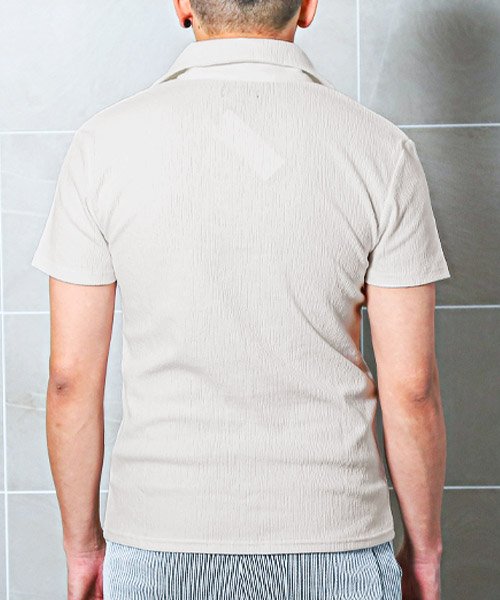 LUXSTYLE(ラグスタイル)/ランダムクレープ半袖スキッパーポロシャツ/ポロシャツ メンズ 半袖 スキッパー ストレッチ 細身 スリム/img16
