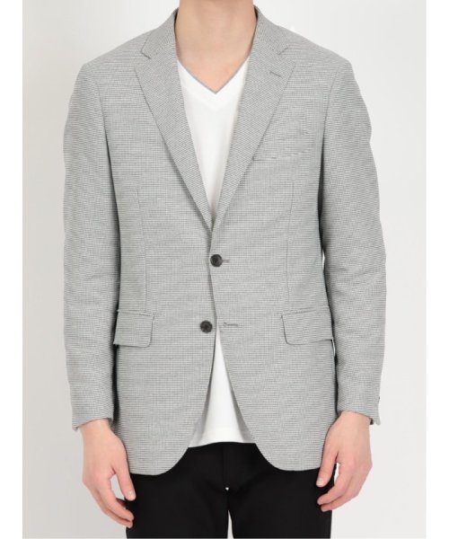 からみ織りストレッチ 千鳥柄 2ボタンジャケット メンズ セットアップ ジャケット ビジネス カジュアル アウター 通勤 仕事 千鳥柄 イージーケア ストレッチ