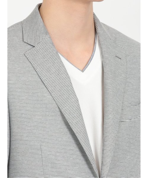 からみ織りストレッチ 千鳥柄 2ボタンジャケット メンズ セットアップ ジャケット ビジネス カジュアル アウター 通勤 仕事 千鳥柄 イージーケア ストレッチ