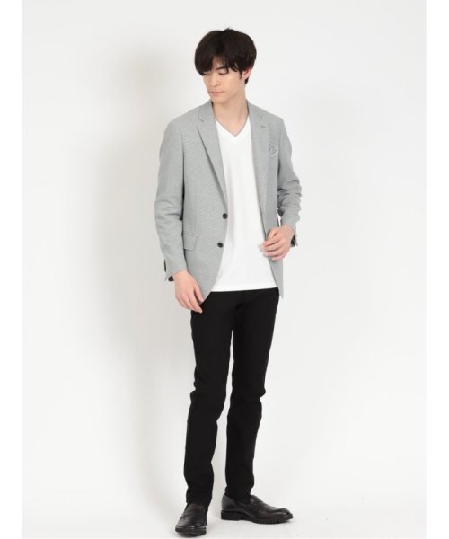 からみ織りストレッチ 千鳥柄 2ボタンジャケット メンズ セットアップ ジャケット ビジネス カジュアル アウター 通勤 仕事 千鳥柄 イージーケア ストレッチ