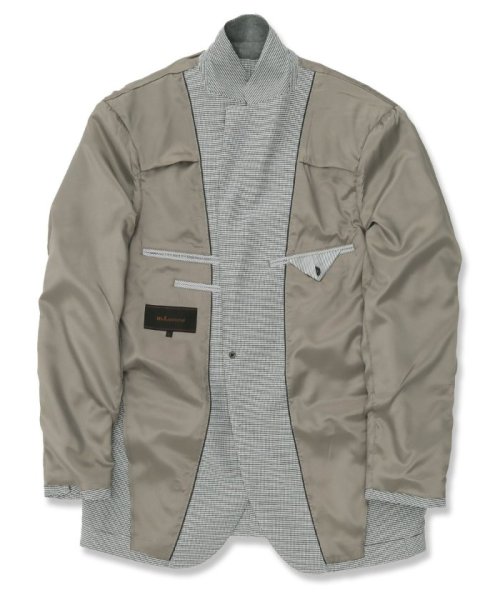 からみ織りストレッチ 千鳥柄 2ボタンジャケット メンズ セットアップ ジャケット ビジネス カジュアル アウター 通勤 仕事 千鳥柄 イージーケア ストレッチ