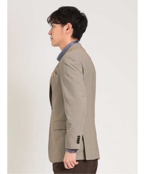 からみ織りストレッチ 千鳥柄 2ボタンジャケット メンズ セットアップ ジャケット ビジネス カジュアル アウター 通勤 仕事 千鳥柄 イージーケア ストレッチ