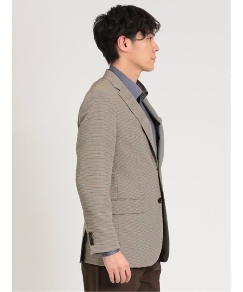 からみ織りストレッチ 千鳥柄 2ボタンジャケット メンズ セットアップ ジャケット ビジネス カジュアル アウター 通勤 仕事 千鳥柄 イージーケア ストレッチ