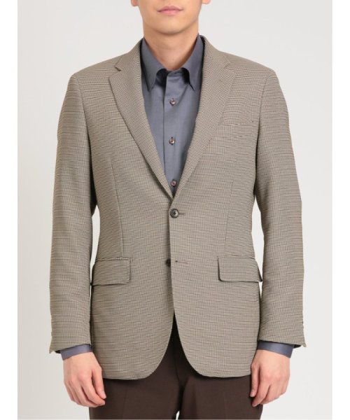 からみ織りストレッチ 千鳥柄 2ボタンジャケット メンズ セットアップ ジャケット ビジネス カジュアル アウター 通勤 仕事 千鳥柄 イージーケア ストレッチ