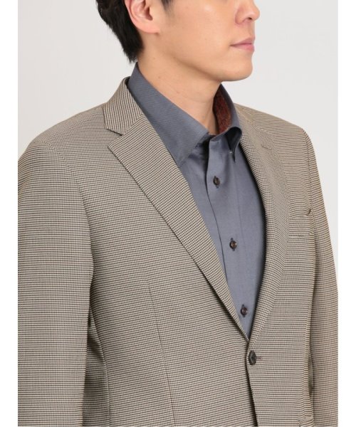 からみ織りストレッチ 千鳥柄 2ボタンジャケット メンズ セットアップ ジャケット ビジネス カジュアル アウター 通勤 仕事 千鳥柄 イージーケア ストレッチ