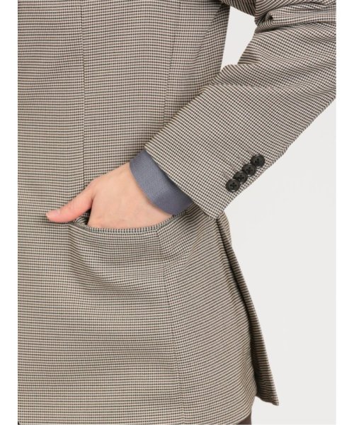 からみ織りストレッチ 千鳥柄 2ボタンジャケット メンズ セットアップ ジャケット ビジネス カジュアル アウター 通勤 仕事 千鳥柄 イージーケア ストレッチ