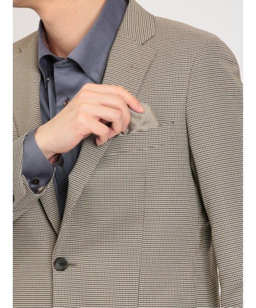 からみ織りストレッチ 千鳥柄 2ボタンジャケット メンズ セットアップ ジャケット ビジネス カジュアル アウター 通勤 仕事 千鳥柄 イージーケア ストレッチ