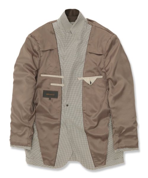 からみ織りストレッチ 千鳥柄 2ボタンジャケット メンズ セットアップ ジャケット ビジネス カジュアル アウター 通勤 仕事 千鳥柄 イージーケア ストレッチ