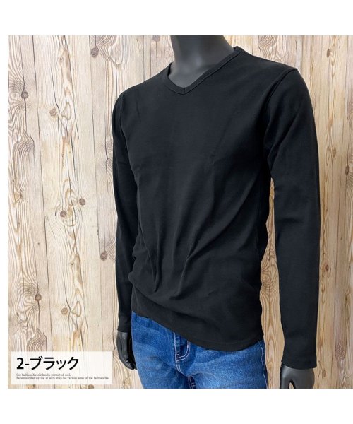 TopIsm(トップイズム)/AVIREX アビレックス ロングTシャツ メンズ 長袖 テレコリブ VネックTシャツ 無地 デイリーインナー カットソー/img05