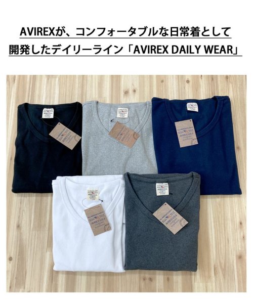 TopIsm(トップイズム)/AVIREX アビレックス ロングTシャツ メンズ 長袖 テレコリブ VネックTシャツ 無地 デイリーインナー カットソー/img13