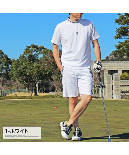TopIsm(トップイズム)/ゴルフウェア セットアップ 上下 メンズ モックネックシャツ GIORNO SEVEN ジョルノセブン ハイネック ゴルフ 吸湿速乾ドライメッシュ ハーフパンツ/img04