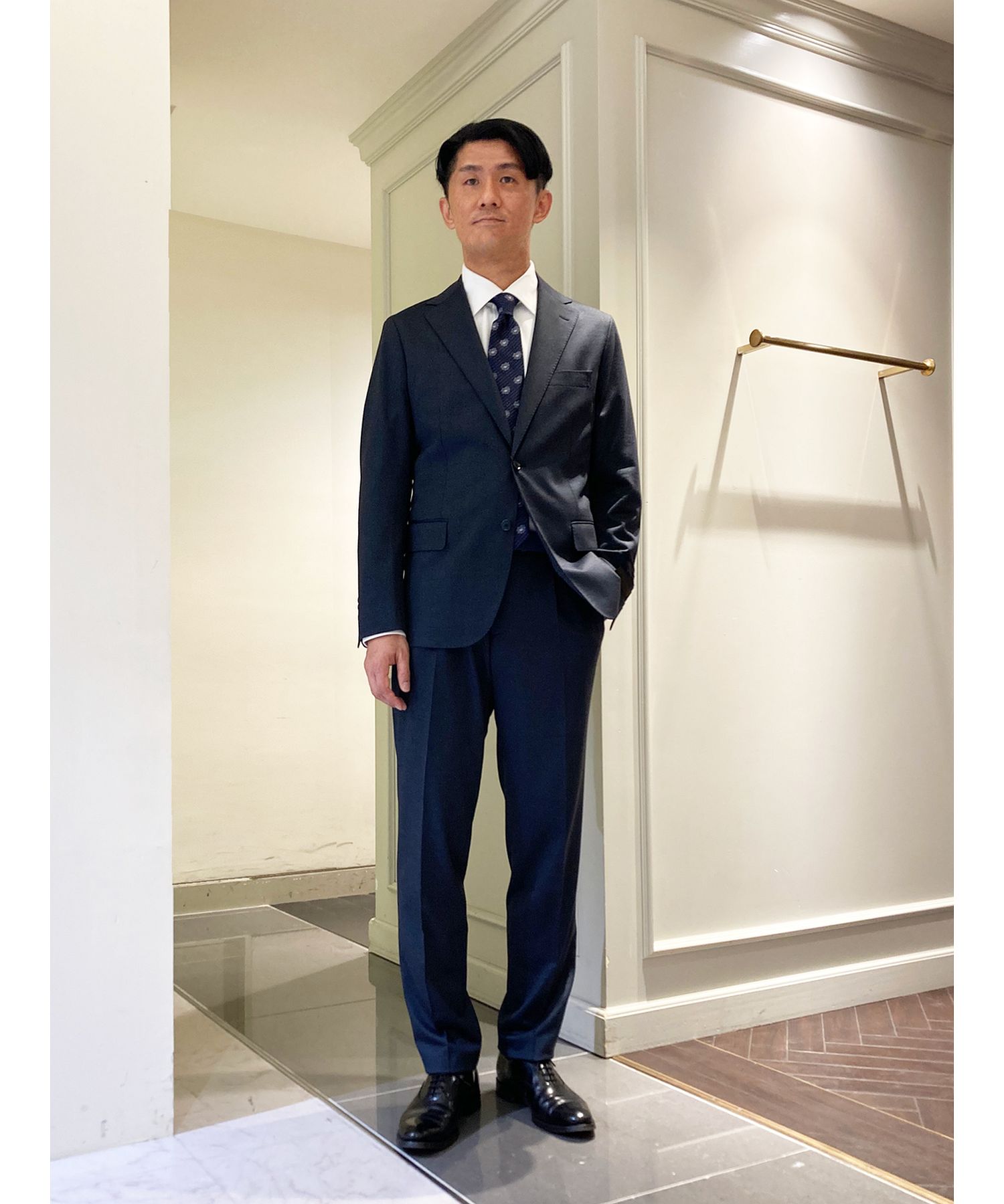 【FLEX JERSEY】ジャカードグレンチェックセットアップパンツ
