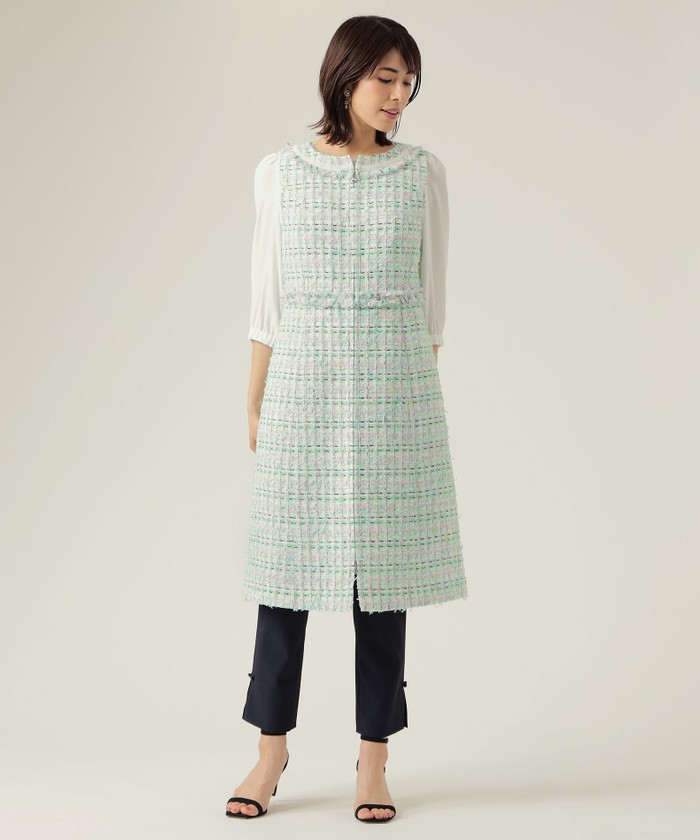 カラーファンシーツイード ワンピース(505223021)｜阪急百貨店