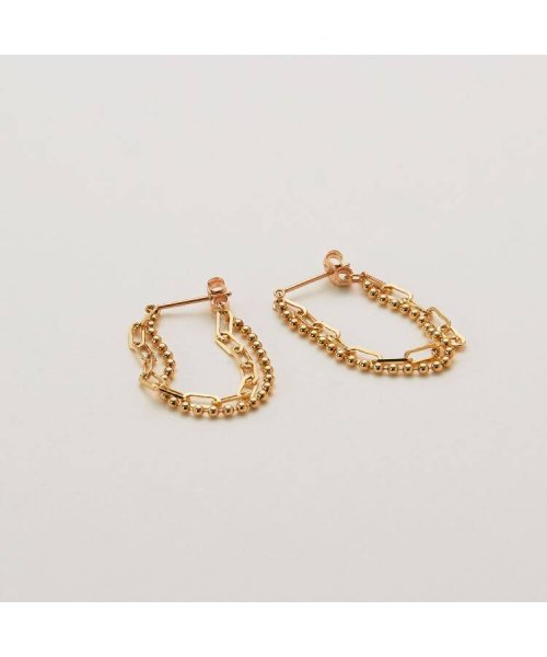 K10ケーブル×ボールチェーン フープピアス 