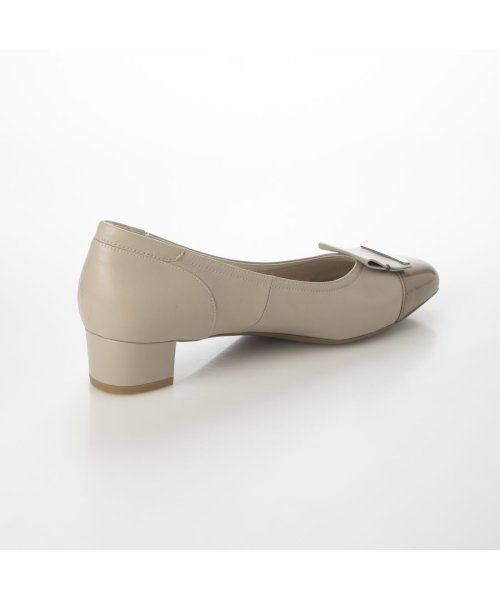 【3E】ローヒールスクエアパンプス 3E 本革