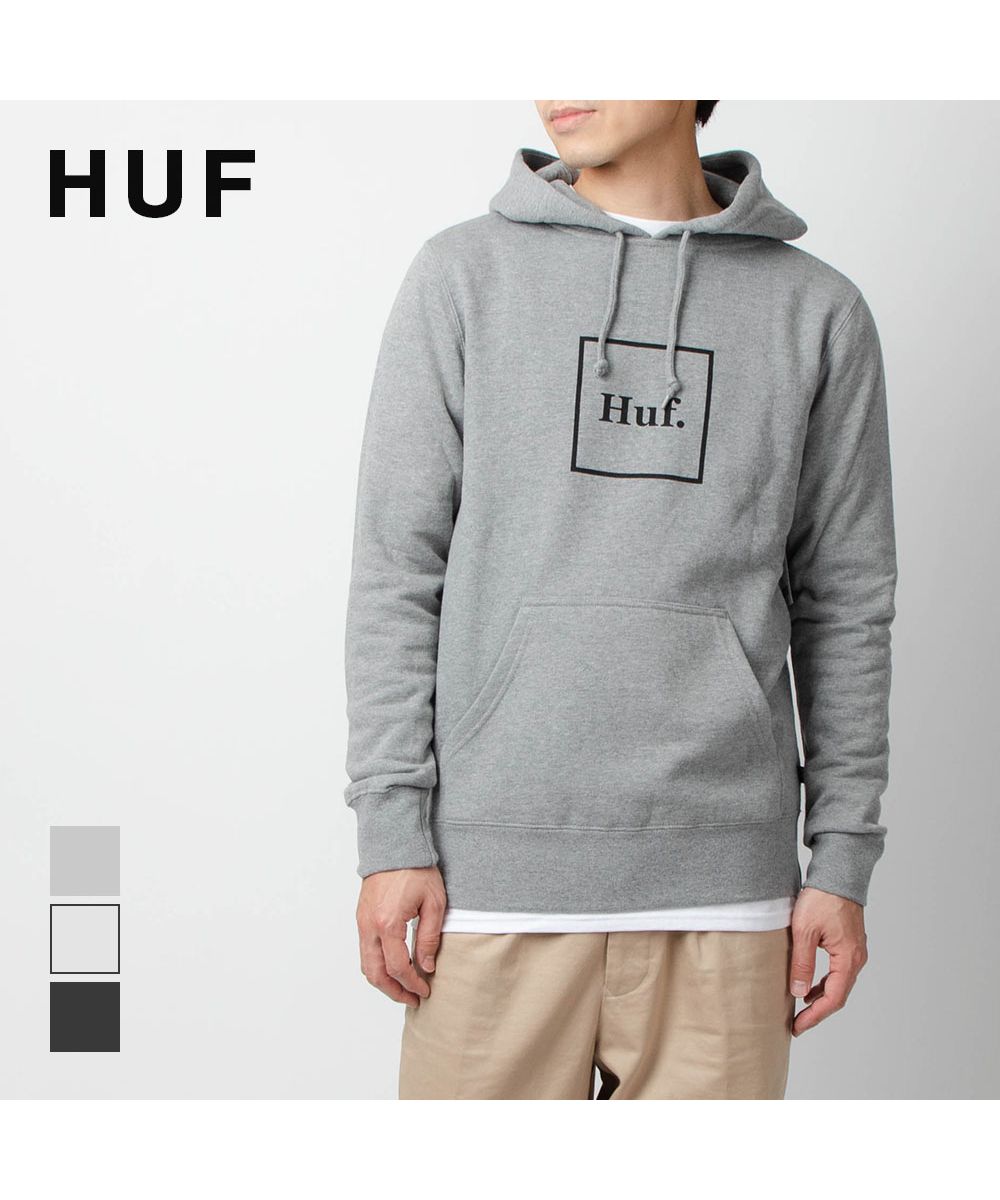 【L】HUF ハフ 裏起毛パーカー MIX BOX LOGO ホワイト