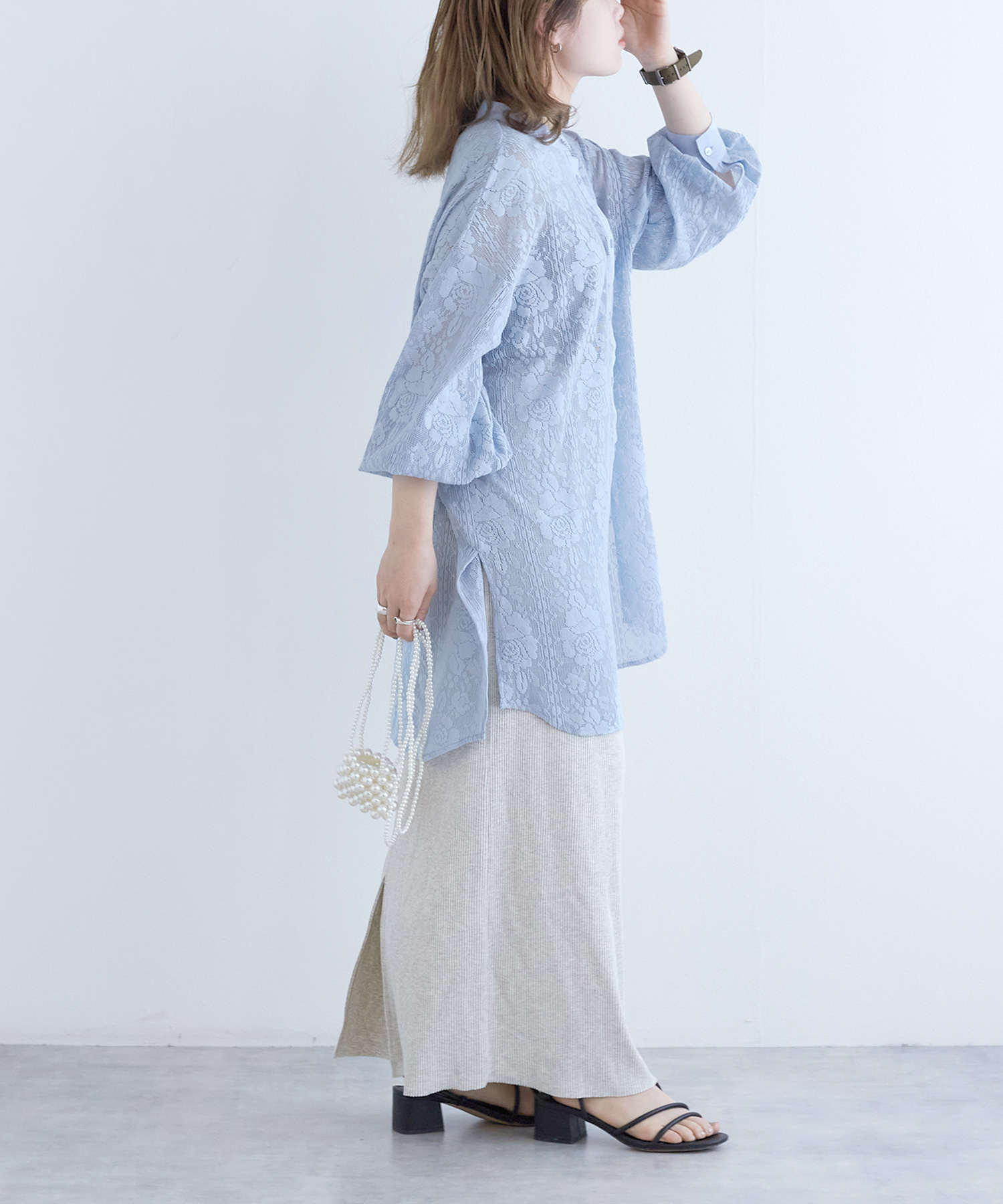 安い KLOSET シャツ/ブラウス(七分/長袖) デニムレースブラウス デニム