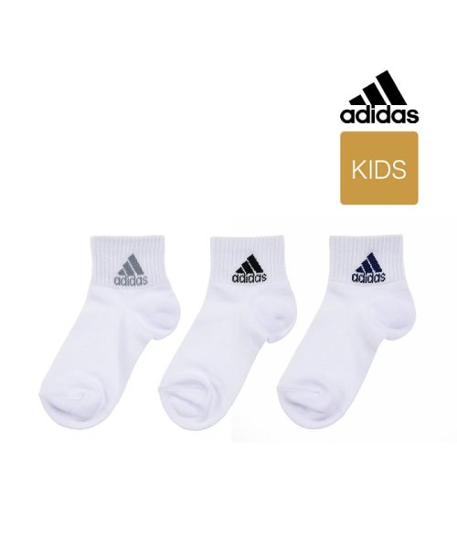 adidas(adidas)/福助 公式 靴下 ショート丈 3足組 キッズ レディース adidas (アディダス) ロゴ b25－123－13v6 消臭 123－13v6<br>子供 フク/img01