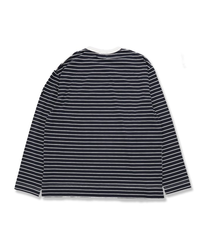 【大きいサイズ】シナコバ/SINA COVA 綿ボーダー クルーネック 長袖Tシャツ