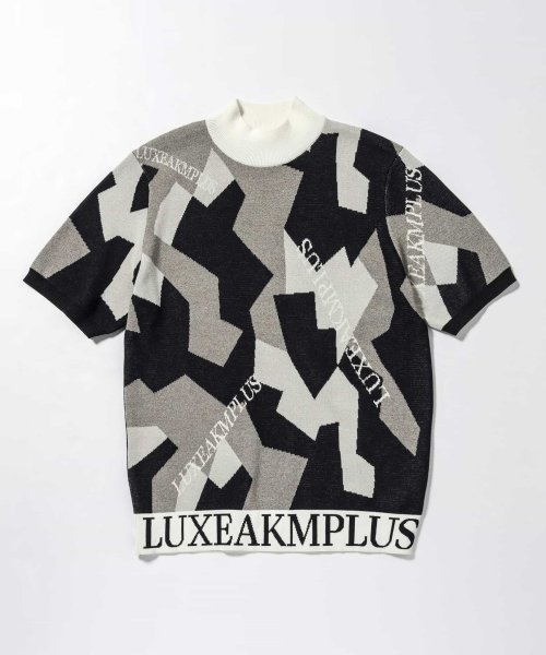 LUXEAKMPLUS(LUXEAKMPLUS)/LUXEAKMPLUS(リュクスエイケイエムプラス)ゴルフ カーシヴロゴ半袖モックネックニット【ゴルフ】/img11