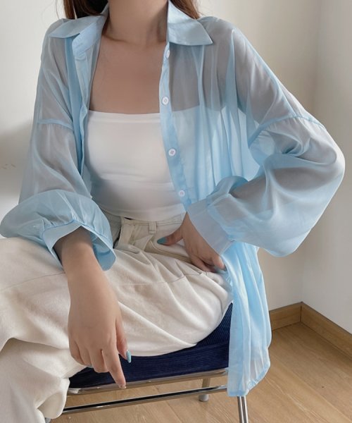 SEU(エスイイユウ)/10色選べる！シアーシャツ カーディガン ゆったり 体型カバー 紫外線対策 冷房対策 旅行 韓国ファッション SEU/img34