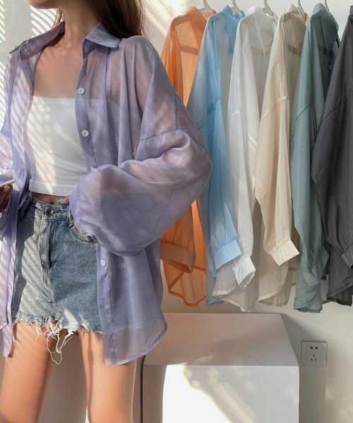 SEU(エスイイユウ)/10色選べる！シアーシャツ カーディガン ゆったり 体型カバー 紫外線対策 冷房対策 旅行 韓国ファッション SEU/img46