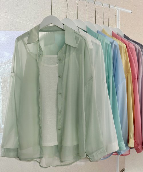 SEU(エスイイユウ)/10色選べる！シアーシャツ カーディガン ゆったり 体型カバー 紫外線対策 冷房対策 旅行 韓国ファッション SEU/img66