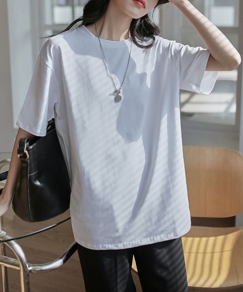 SEU(エスイイユウ)/オーバーサイズ Tシャツ ロンT 定番  ビッグTシャツ ゆったり 体型カバー 韓国ファッション SEU/img03