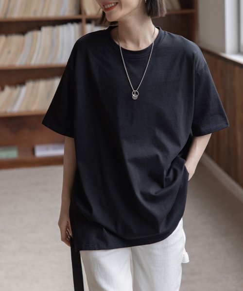 SEU(エスイイユウ)/オーバーサイズ Tシャツ ロンT 定番  ビッグTシャツ ゆったり 体型カバー 韓国ファッション SEU/img26