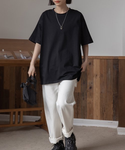 SEU(エスイイユウ)/オーバーサイズ Tシャツ ロンT 定番  ビッグTシャツ ゆったり 体型カバー 韓国ファッション SEU/img33