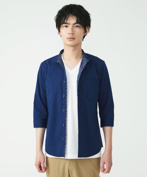 MK homme(エムケーオム)/【WEB限定】リバーストライプ7分袖シャツ/img02