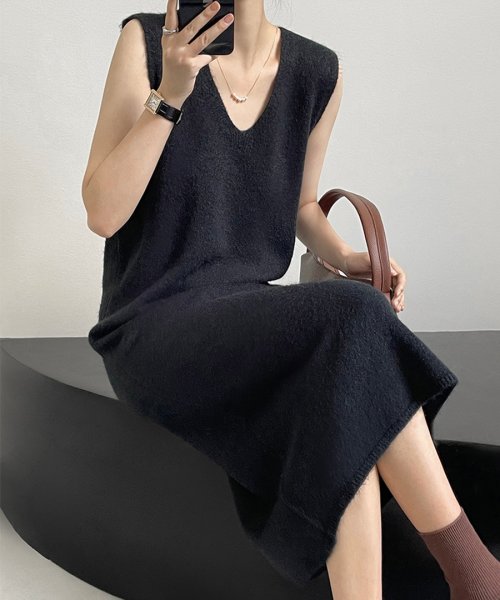 ARGO TOKYO(アルゴトウキョウ)/Layered V－neck Knit Onepiece(2 Pieces) 29022 レイヤードvネックニットワンピース(2点セット）　ニットップス　ニット/img19