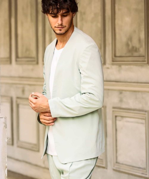 1PIU1UGUALE3 RELAX(ウノピゥウノウグァーレトレ リラックス)ノーカラージャケット 